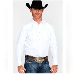 Sheplers Long Sleeve Pearl‎ Snap White Dress Shirt Western Cowboy Tall 18 1/2-37